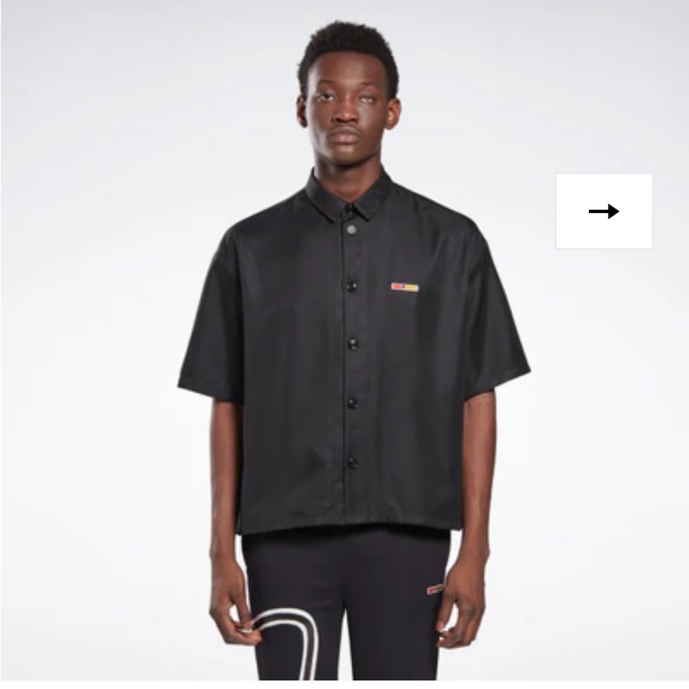 Reebok By Pyer Moss Short Sleeve Cropped Button-Down Shirt UNISEX